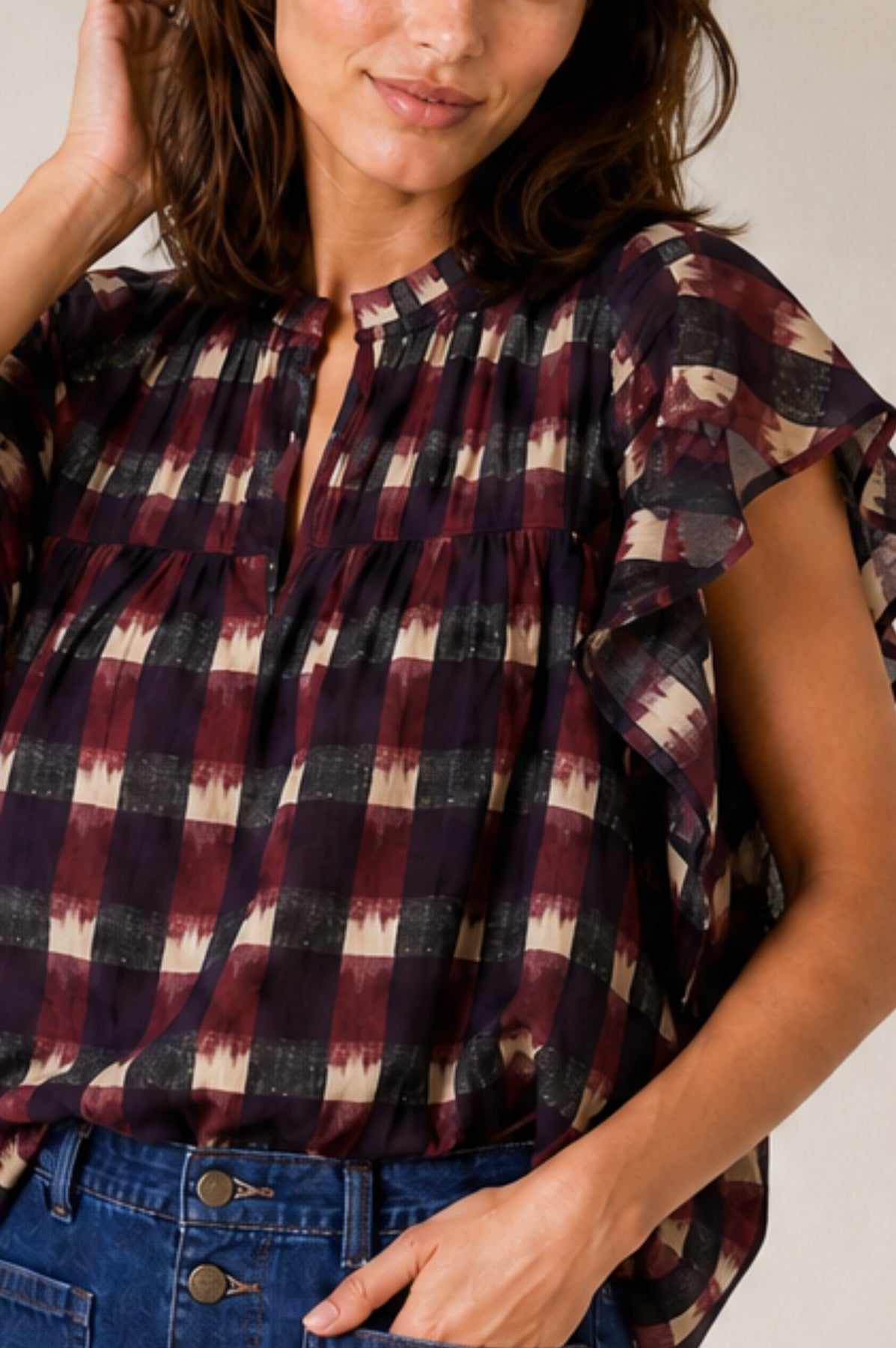 Danee Ikat Blouse - Wine