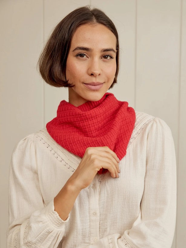 Merino Wool Tie Neck Scarf - Red