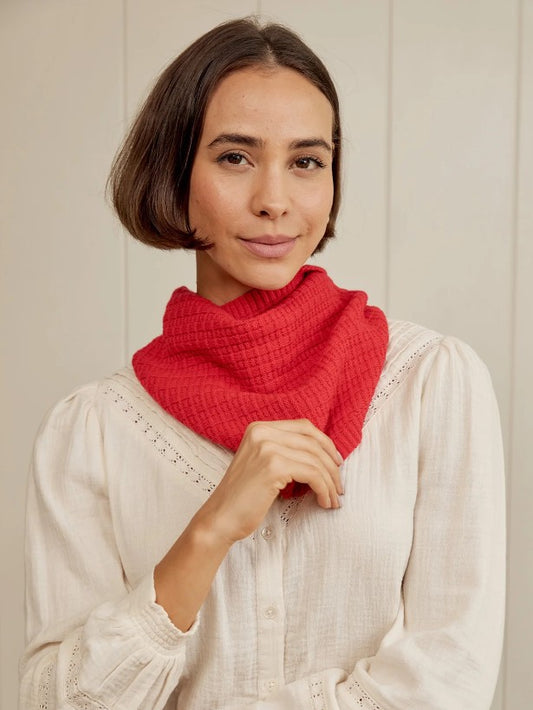 Merino Wool Tie Neck Scarf - Red