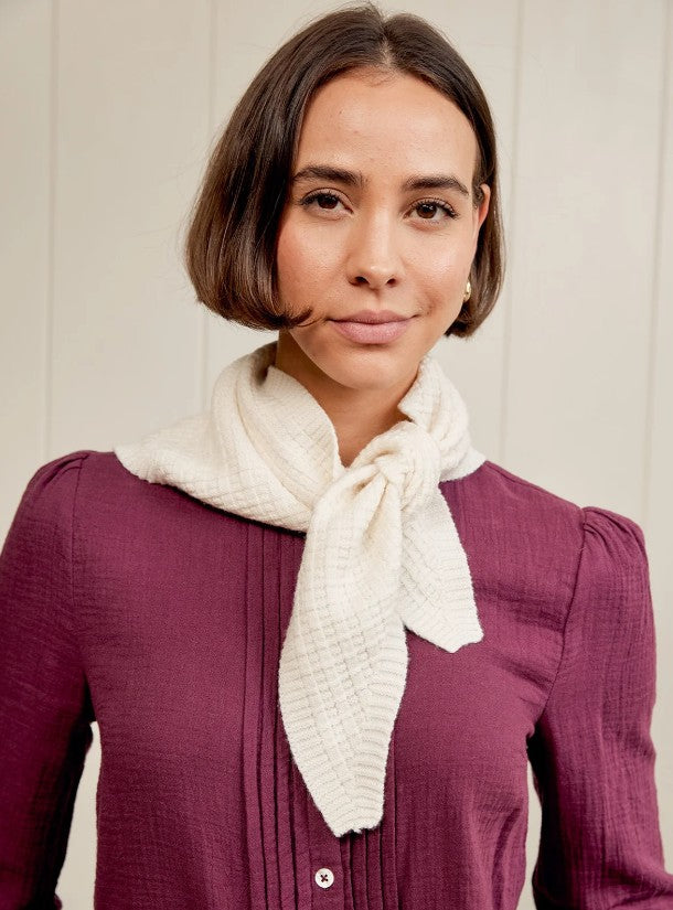 Merino Wool Tie Neck Scarf - Cream