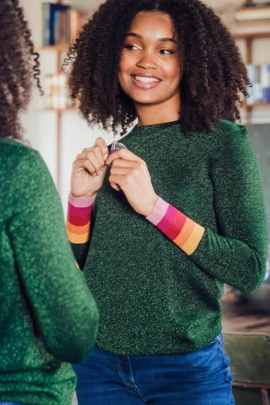Astrid Jumper - Green, Sparkle Cuffs