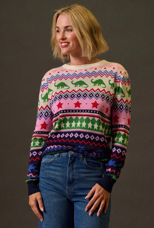 Rosie Jumper - Multi, Dinosaur Fairisle