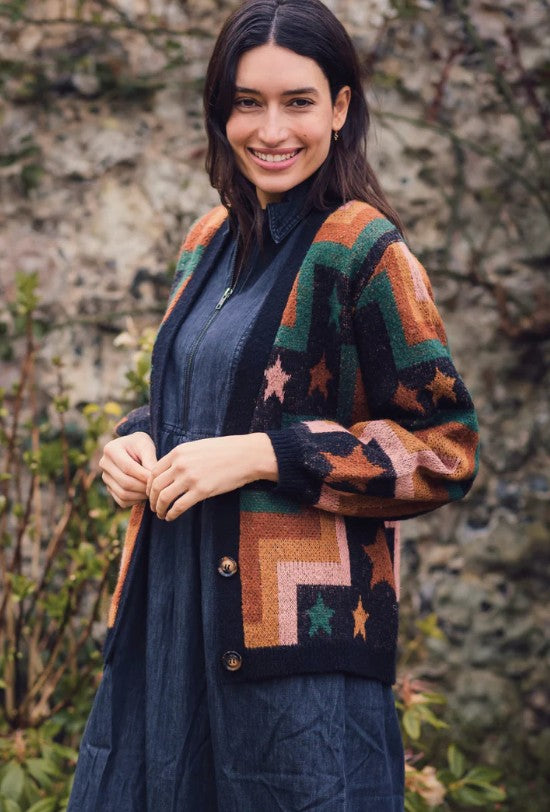 Morganna Cardigan - Multi, Chevron & Stars
