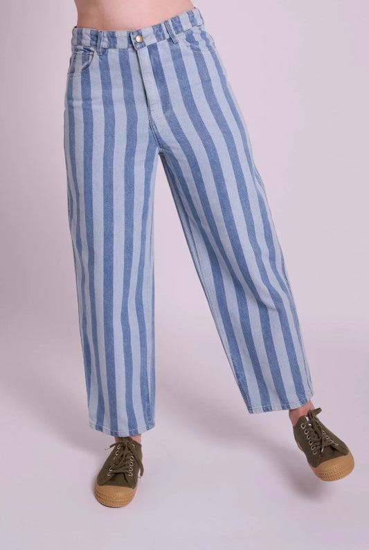 High waist denim jean with blue stripe by MuthaHood UK.