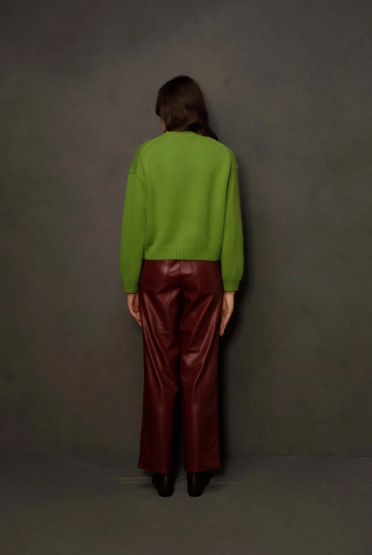 Raeburn Boxy Cashmere Crew Neck Jumper - Nettle Green