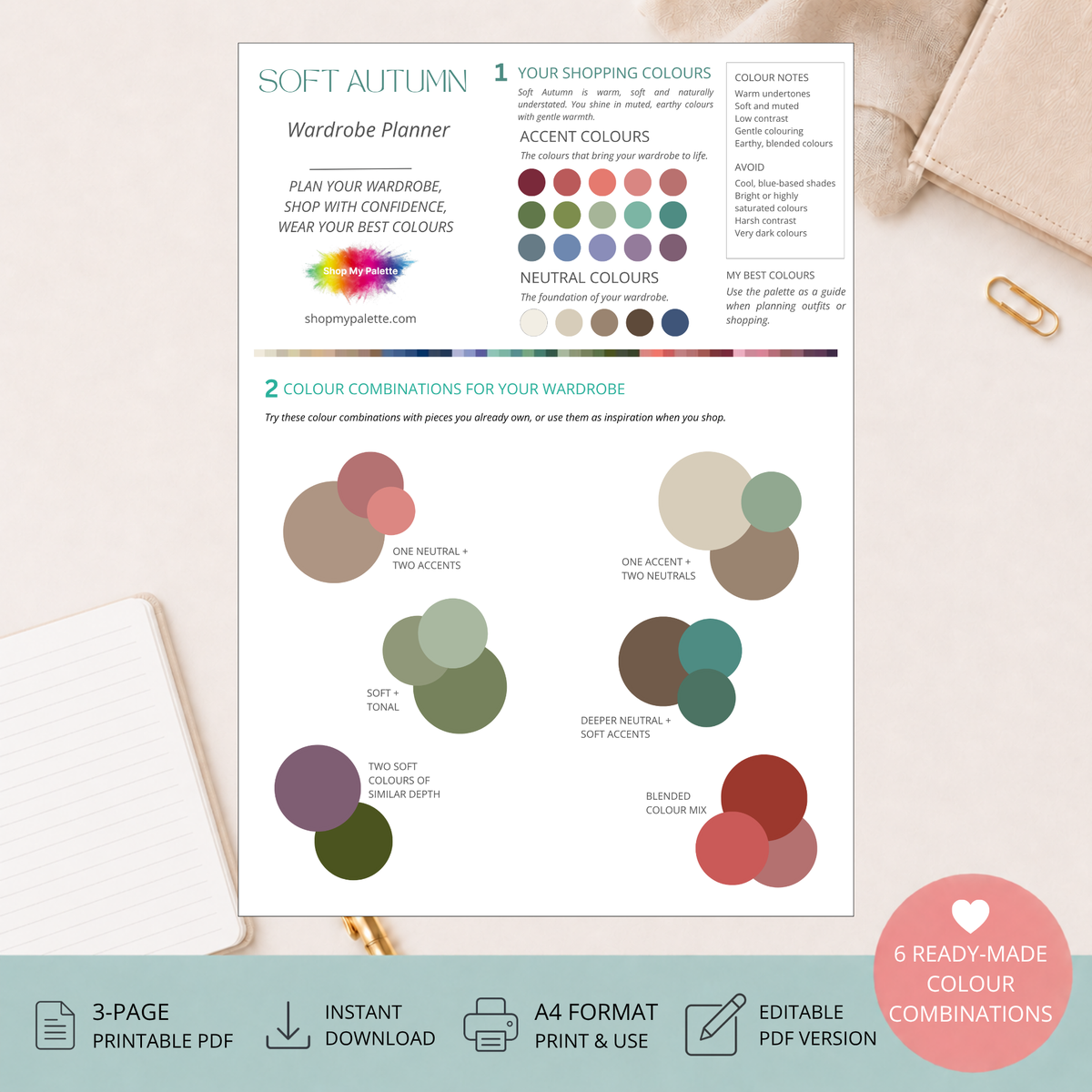 Soft Autumn Mini Wardrobe Planner PDF