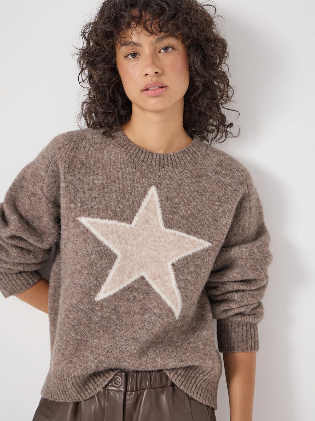 Taupe star knit jumper