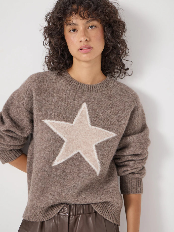 Taupe star knit jumper