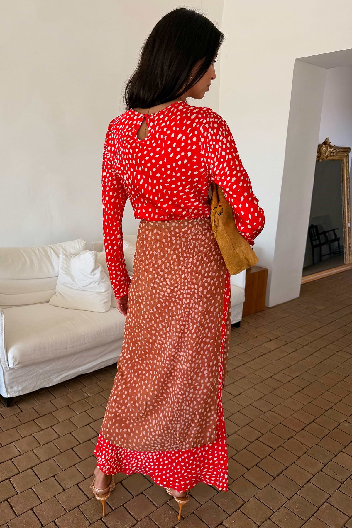 Spliced Deer Wrap Maxi Dress
