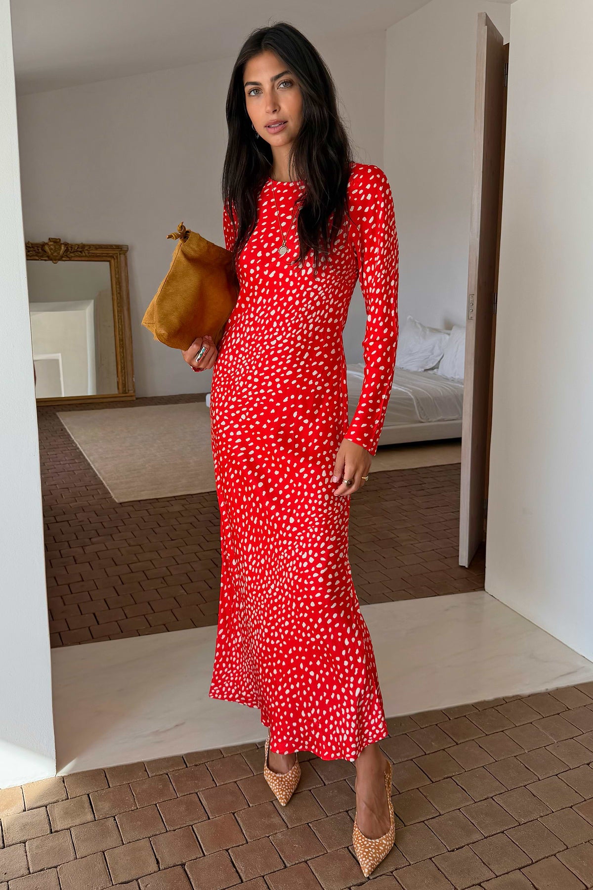Spliced Deer Wrap Maxi Dress