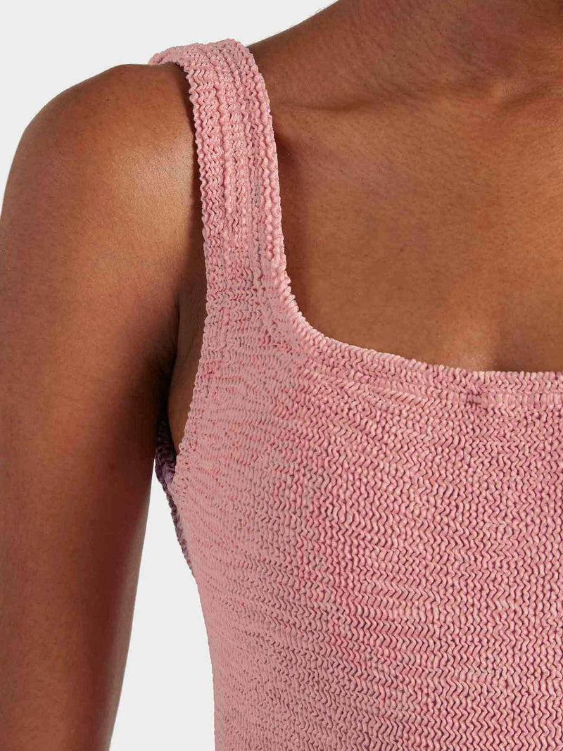 Square Neck Crinkle Swimsuit - Dusty Pink