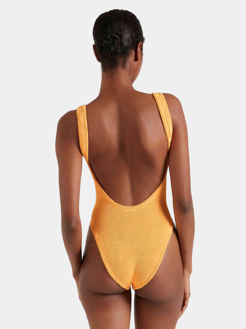 Square Neck Crinkle Swimsuit - Mango Sorbet