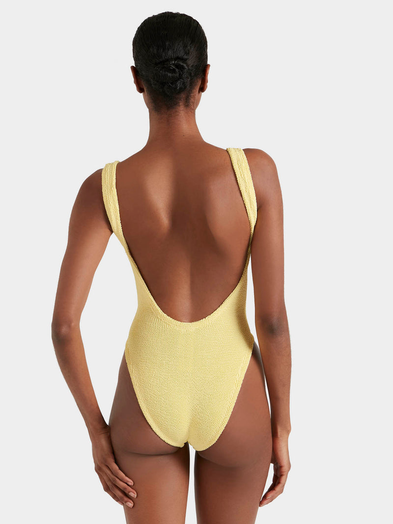 Square Neck Crinkle Swimsuit - Butter