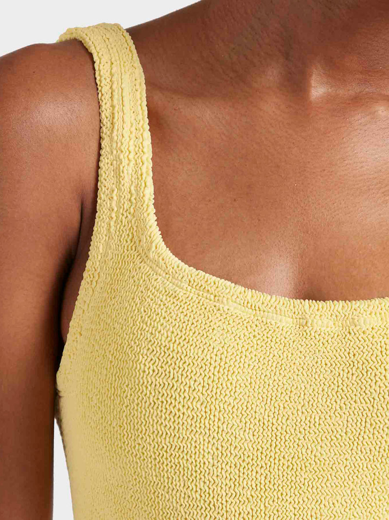 Square Neck Crinkle Swimsuit - Butter