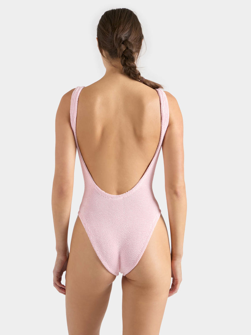 Square Neck Crinkle Swimsuit - Ballet Pink