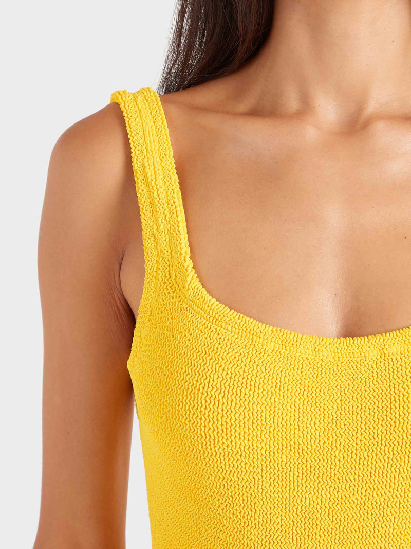 Square Neck Crinkle Swimsuit - Sunflower
