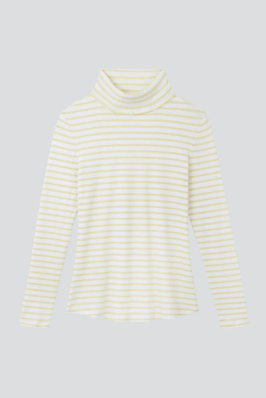 Striped Cotton Roll Neck Yellow