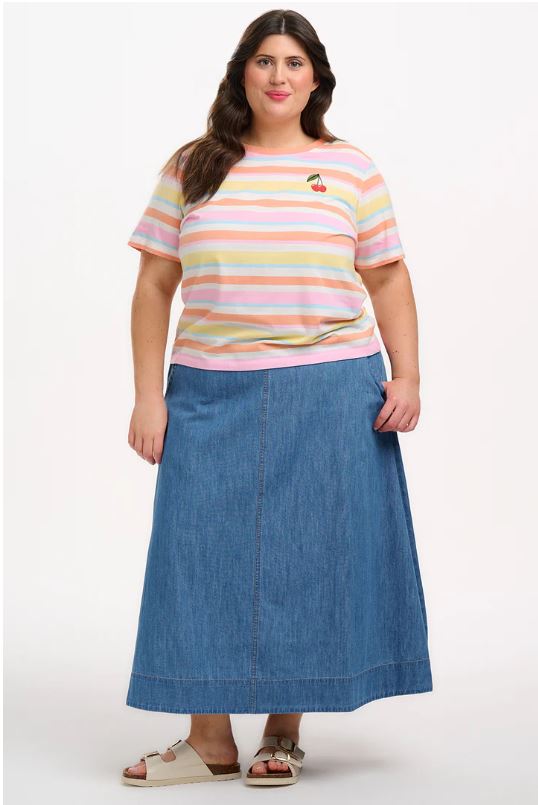 Maggie T-shirt - Multicolour Soft Retro Stripes 2