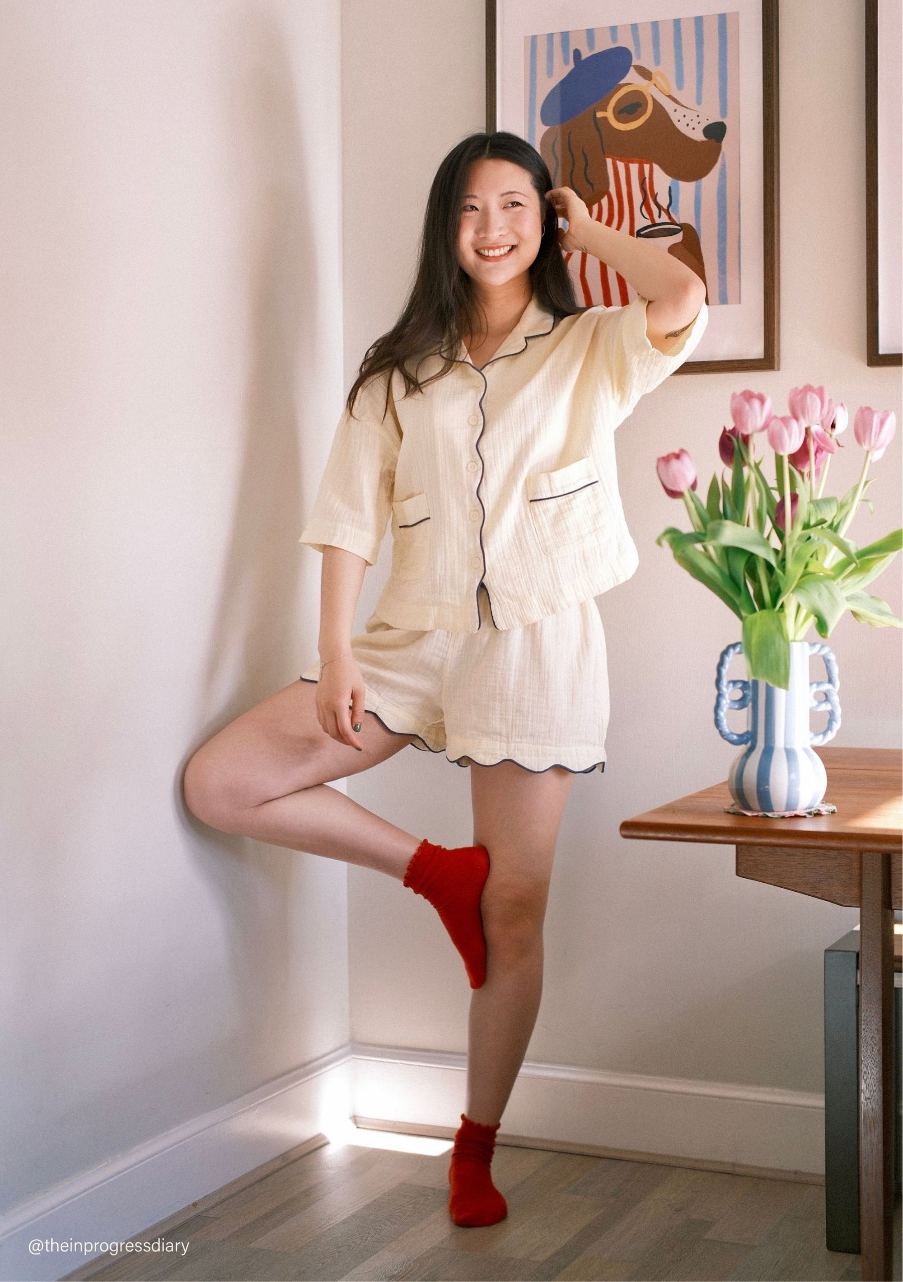 Buttermilk short cotton pyjamas.