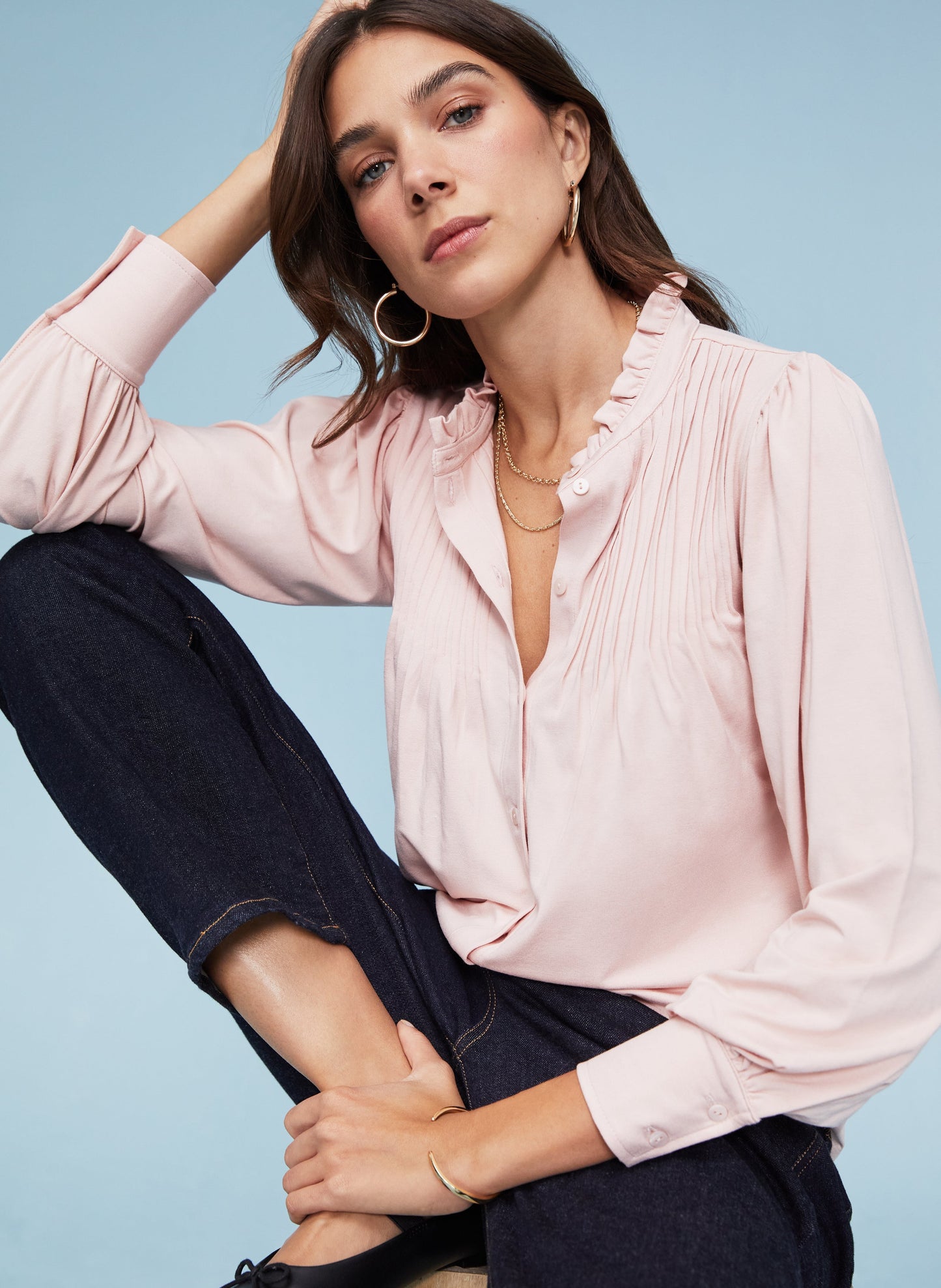 Imken Long Sleeve Blouse / Powder Pink