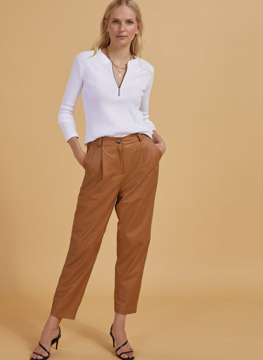 Faiza Leather Trouser Butterscotch