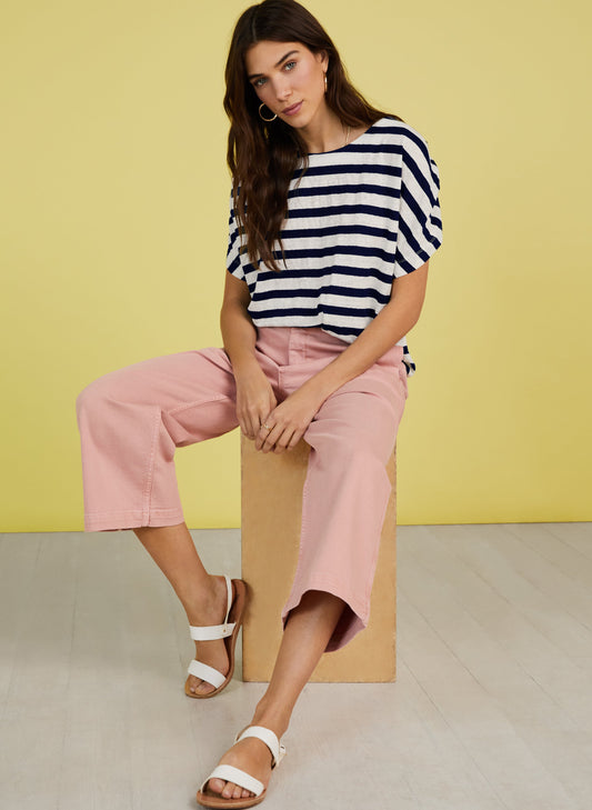 Baukjen Organic Utility Wideleg Crop Jeans Pink Blush