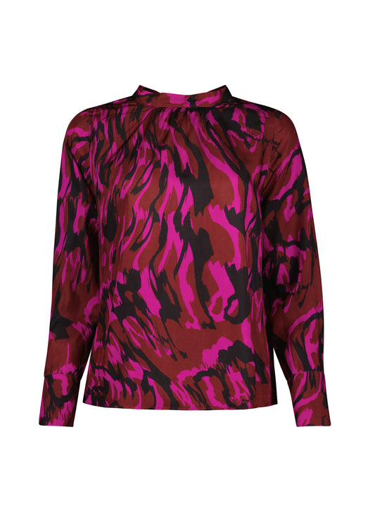 Linda Satin Top Magenta Swirl