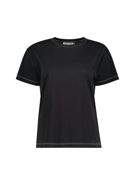 Pre-Loved Baukjen Regenerative Cotton Contrast Tee / Caviar Black