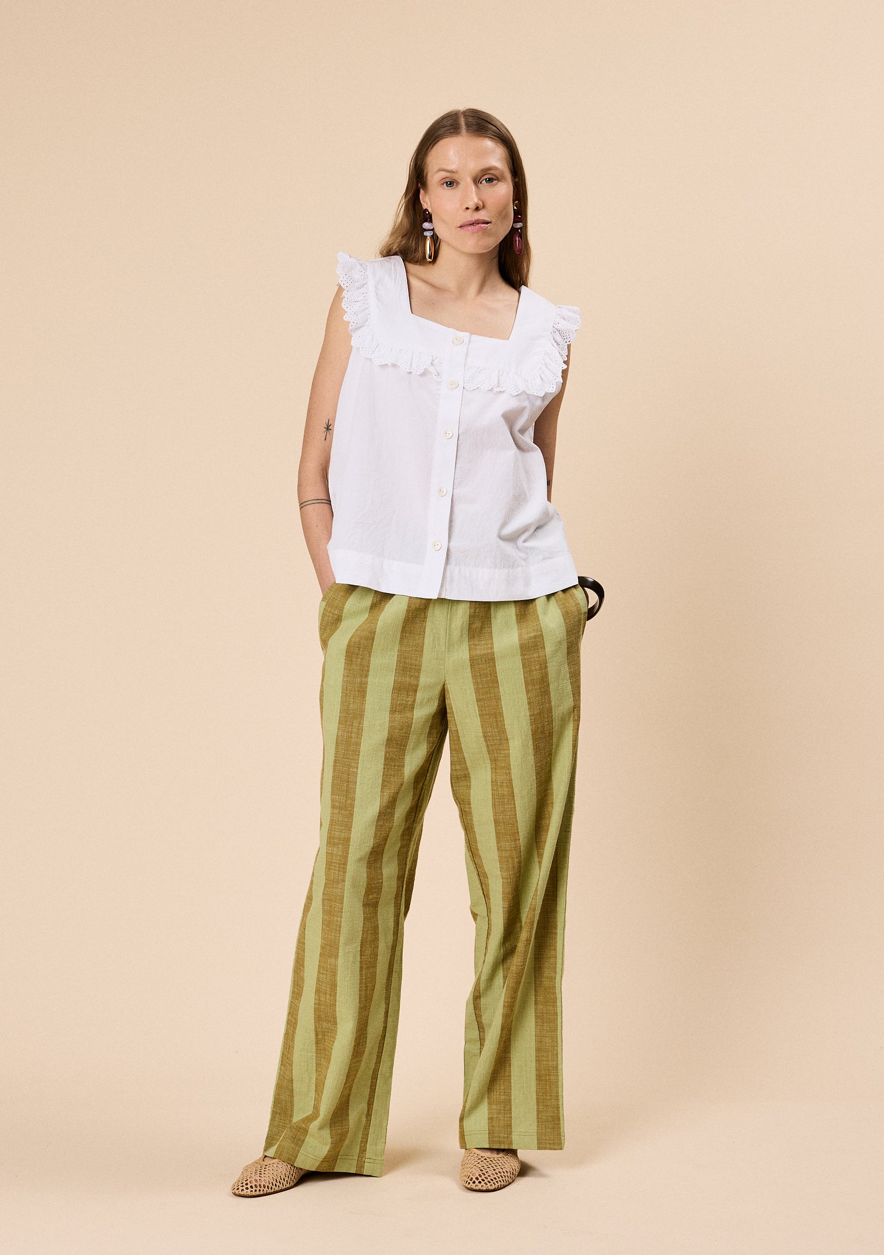 White broderie anglaise blouse.
