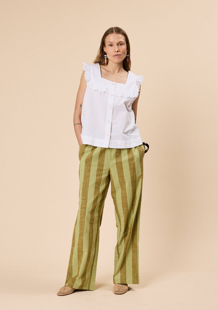 White broderie anglaise blouse.