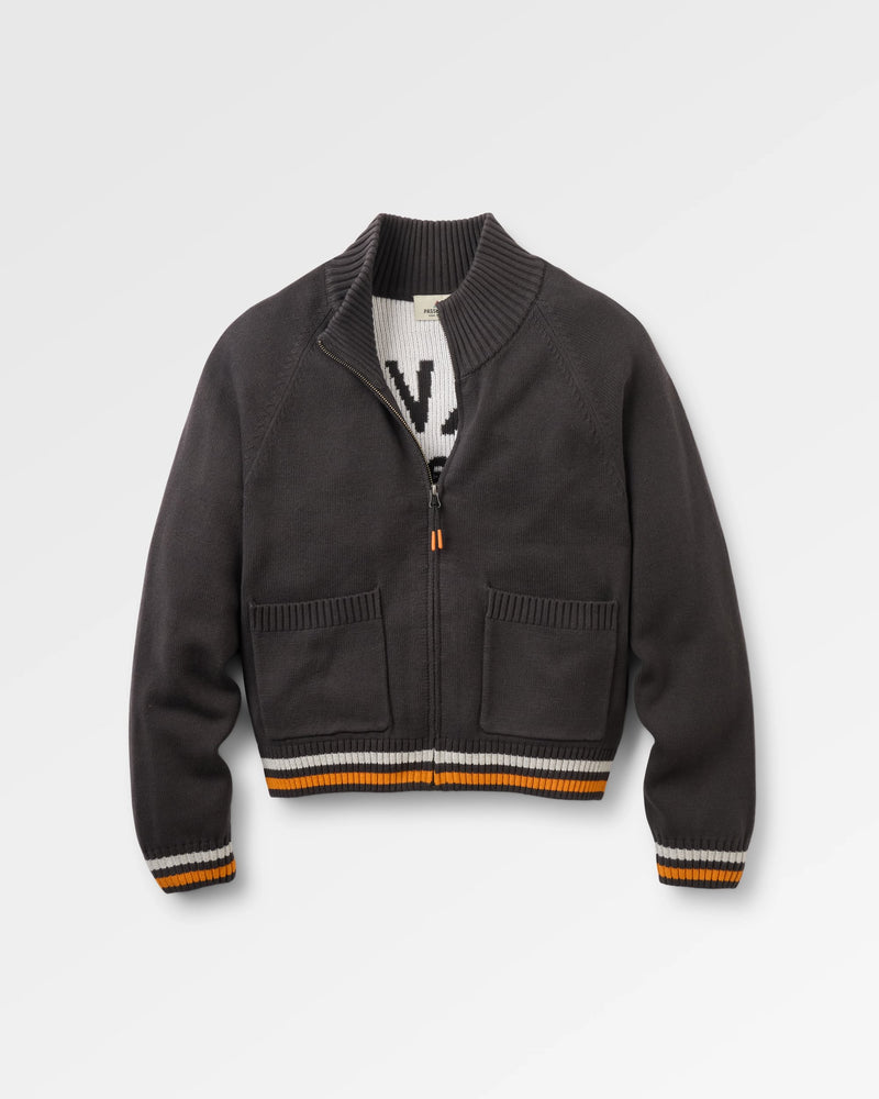 Faded black full zip knitted jacket.