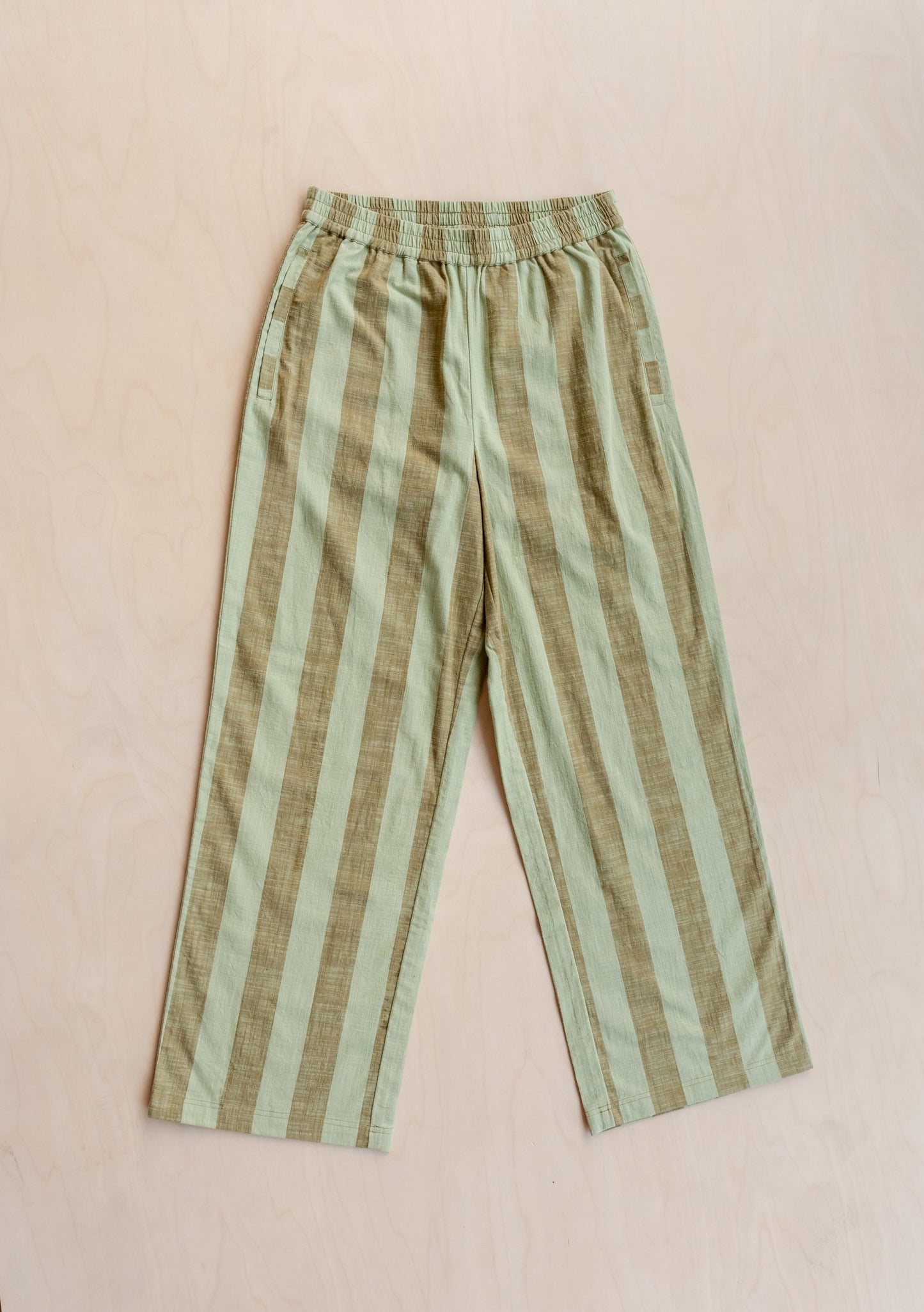 Cotton Trousers - Green Stripe