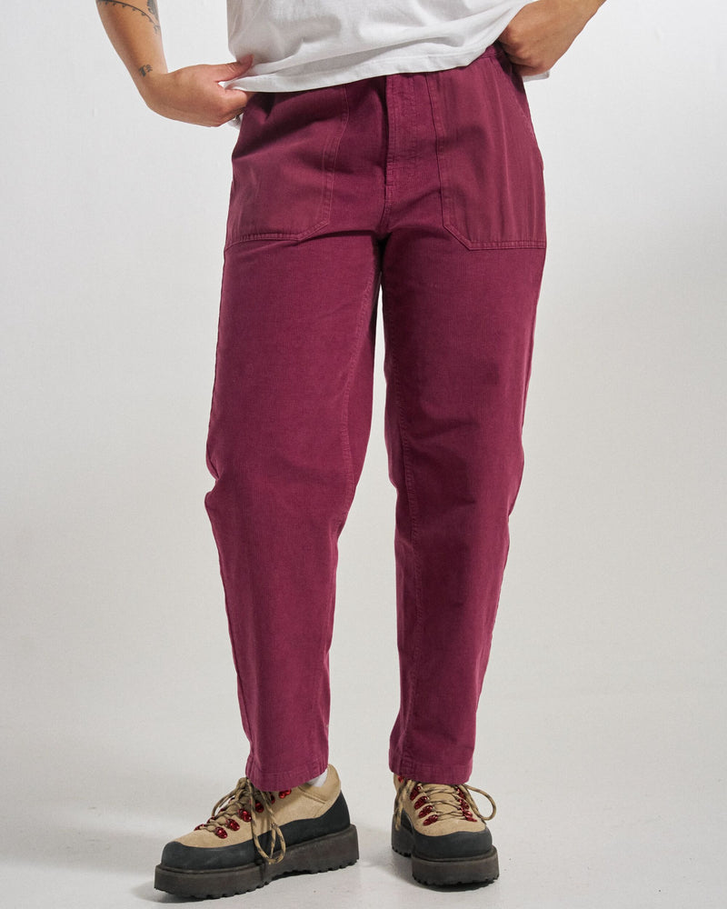 Fig coloured cotton trousers.