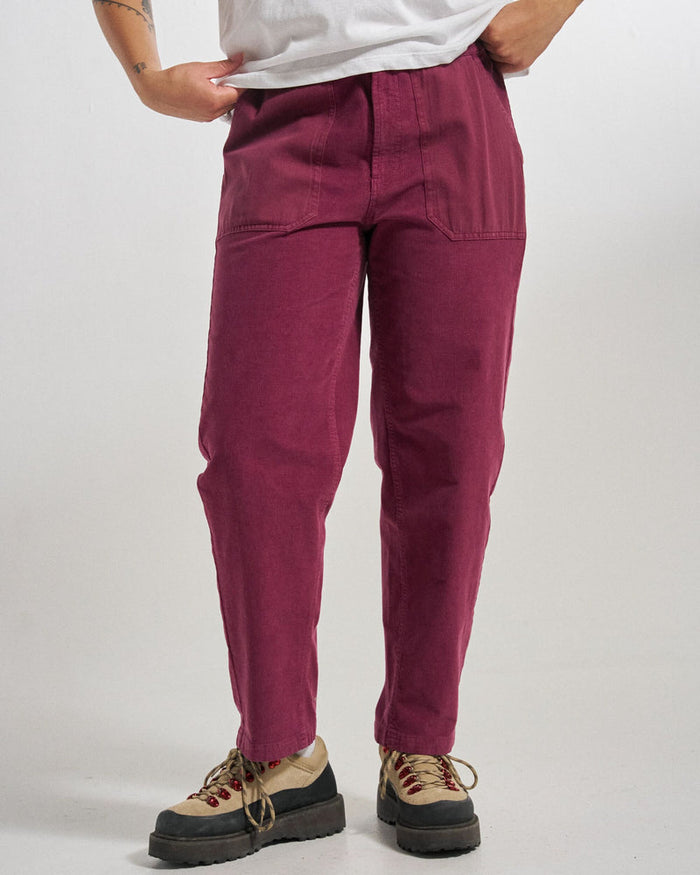 Fig coloured cotton trousers.