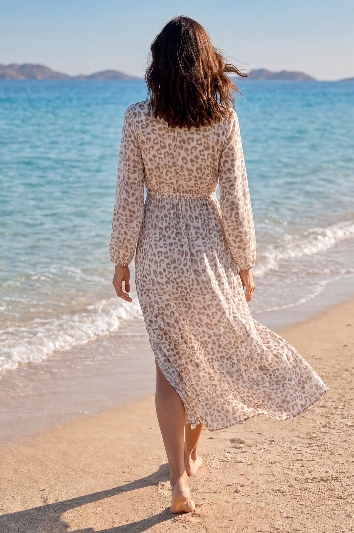 Tina Organic Cotton Cover Up - Soft Cheetah Print White/Taupe