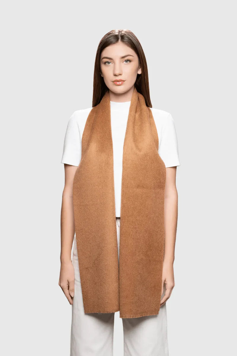 Two Tone Baby Alpaca Scarf - Camel