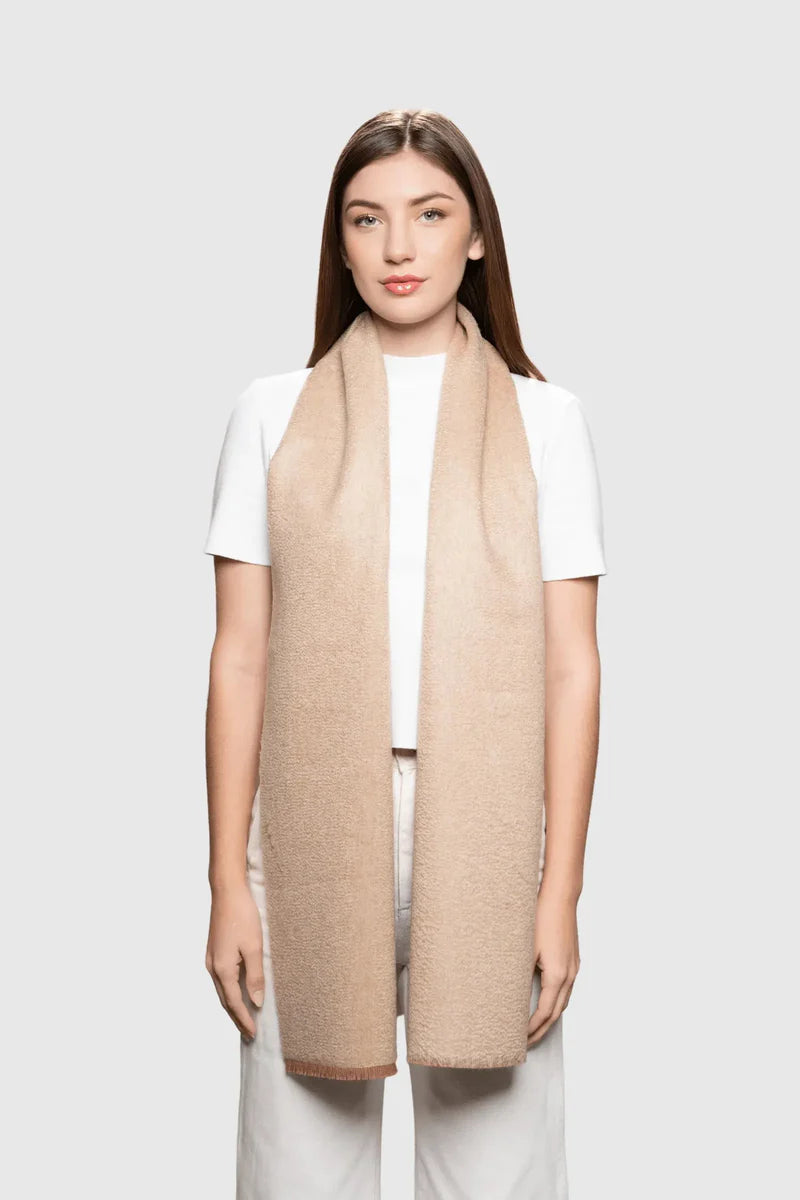 Two Tone Baby Alpaca Scarf - Camel