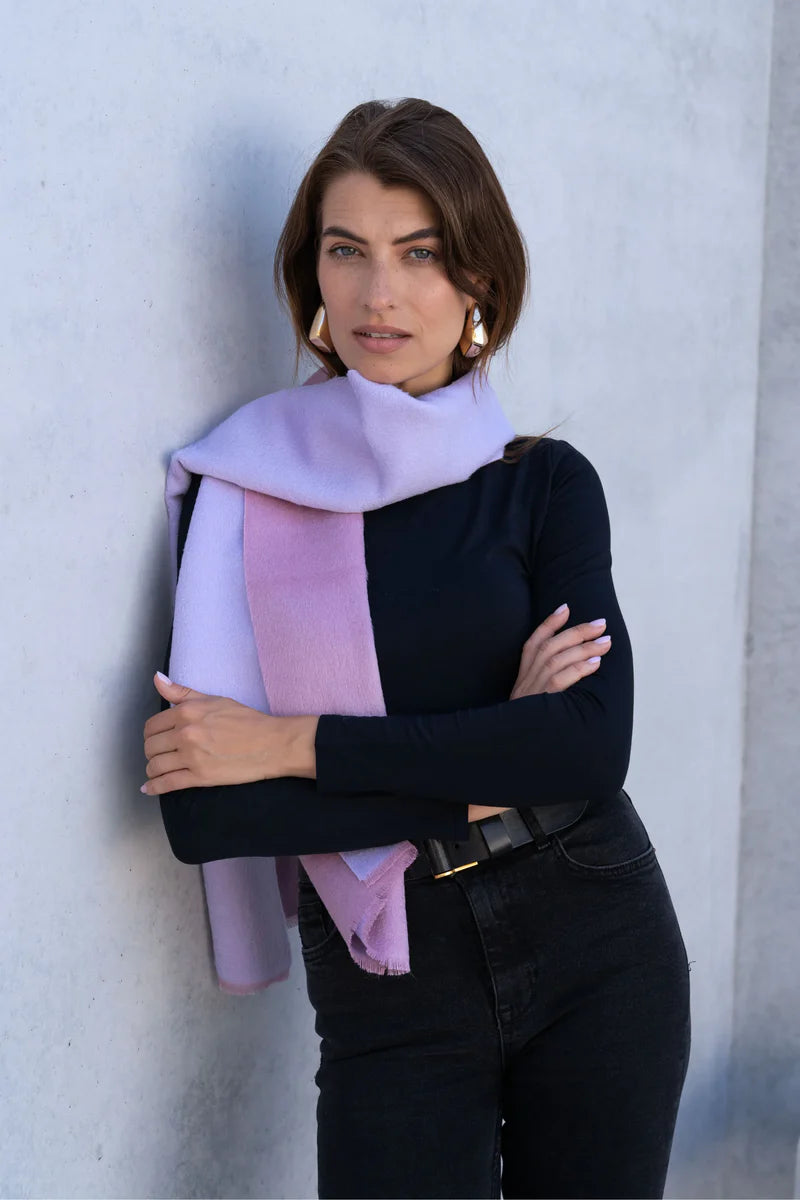 Two Tone Baby Alpaca Scarf - Pink