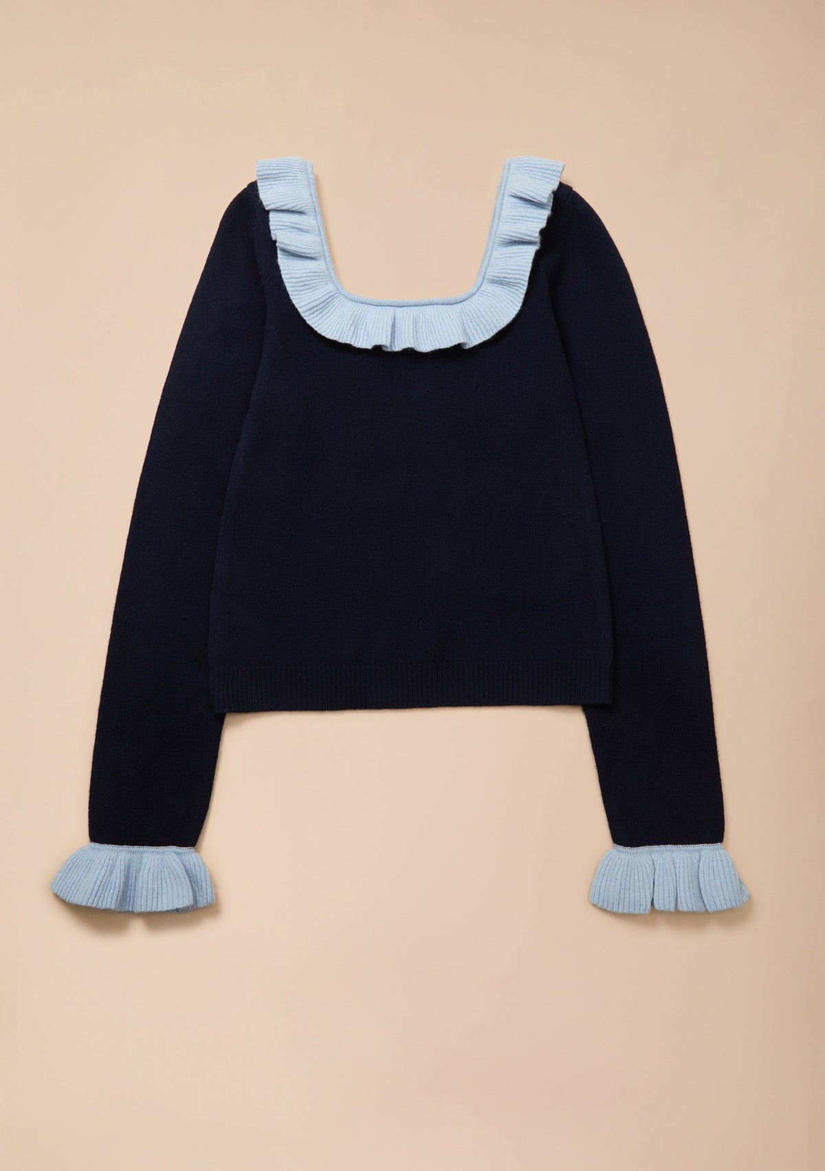 TBCo x Liu Merino Wool Ruffle Jumper - Navy