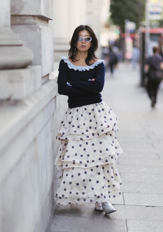 TBCo x Liu Merino Wool Ruffle Jumper - Navy