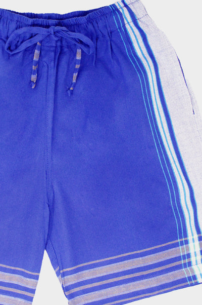 Unisex Sustainable Kenyan Kikoy Shorts - Blue/White Stripe