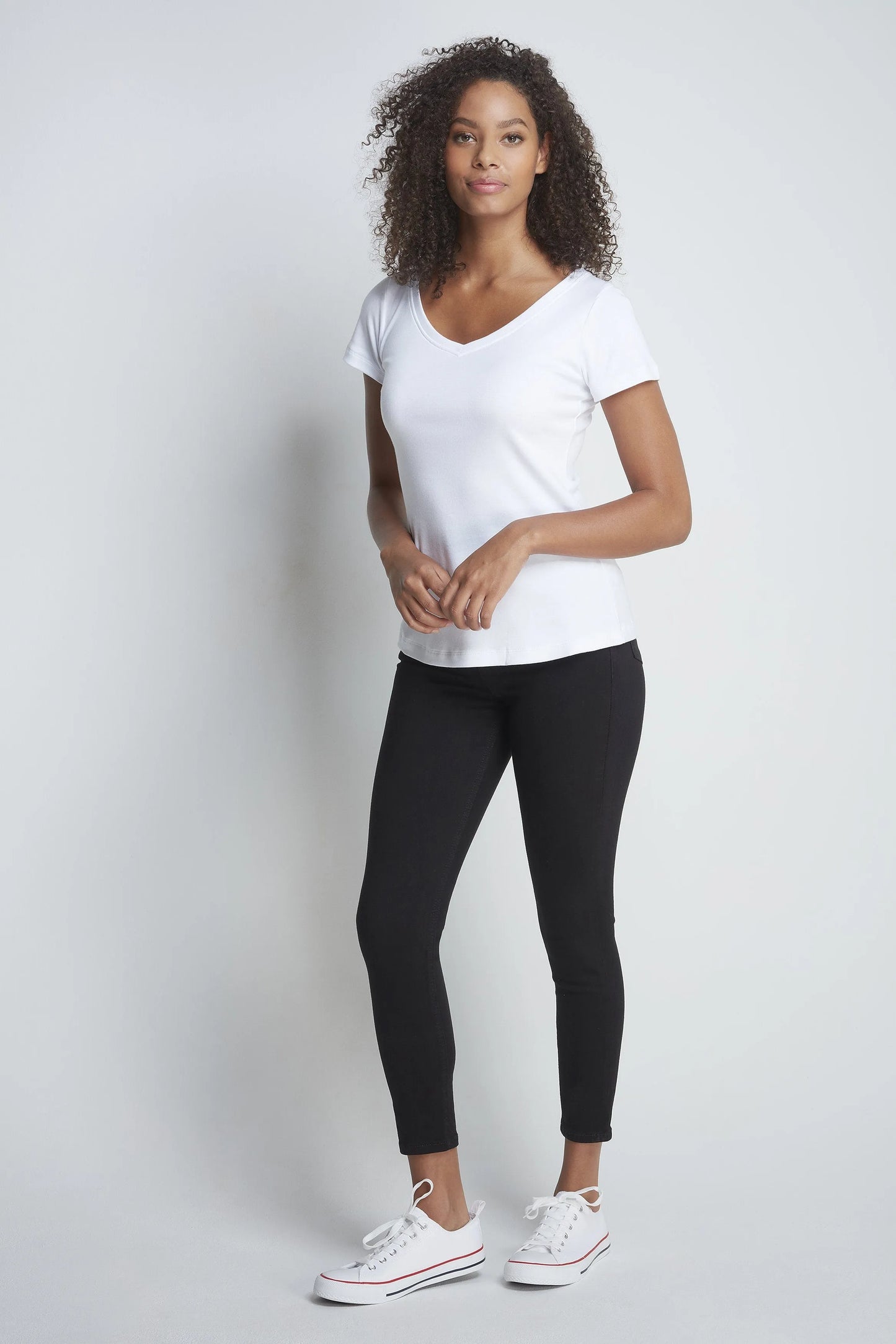 V Neck Cotton Modal Blend T-shirt White