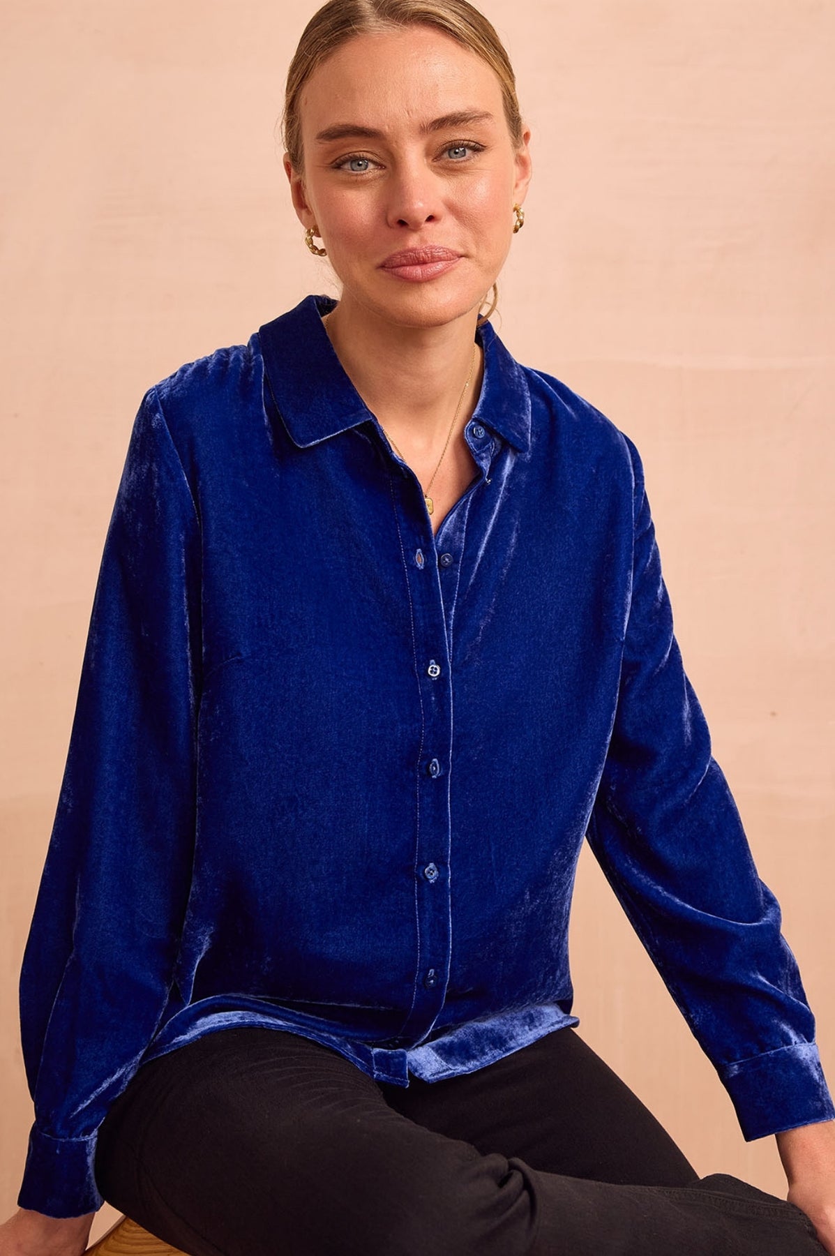 Velvet Viscose Shirt - Azure Blue