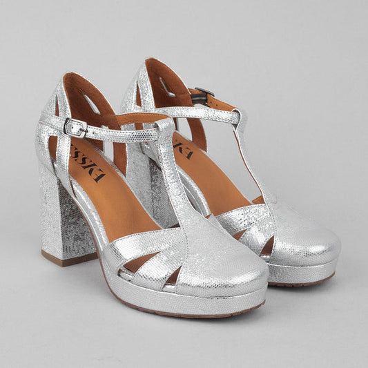 Silver sandals with heel