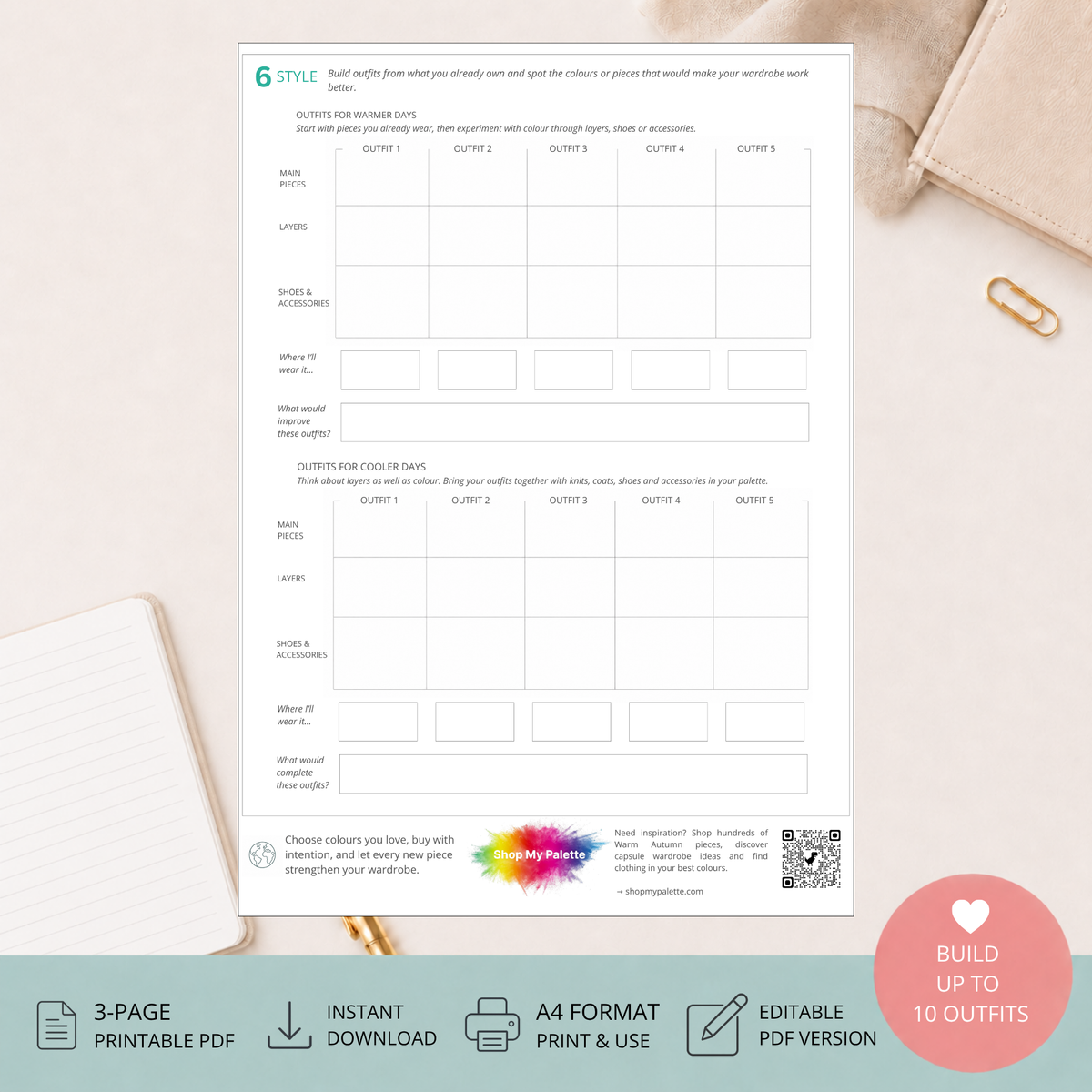 Warm Autumn Mini Wardrobe Planner PDF
