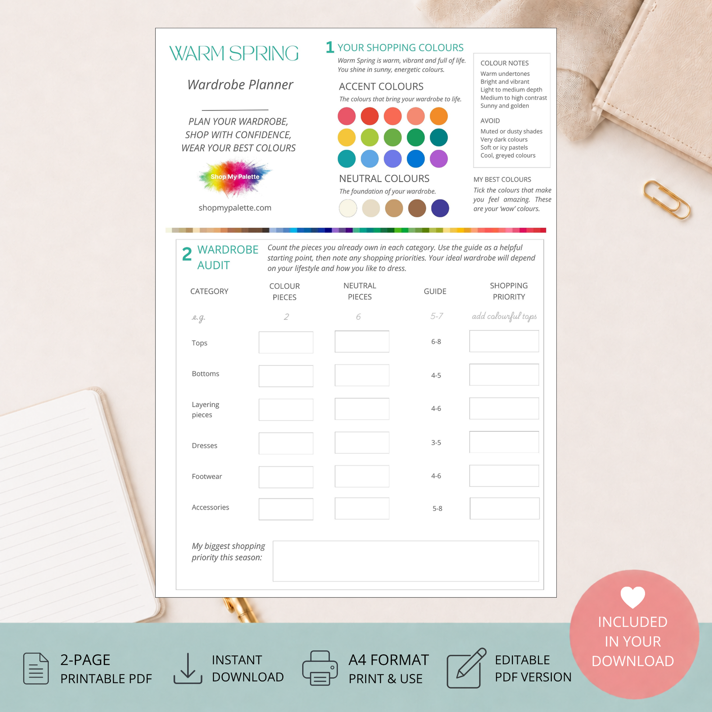 Warm Spring Wardrobe Planner PDF