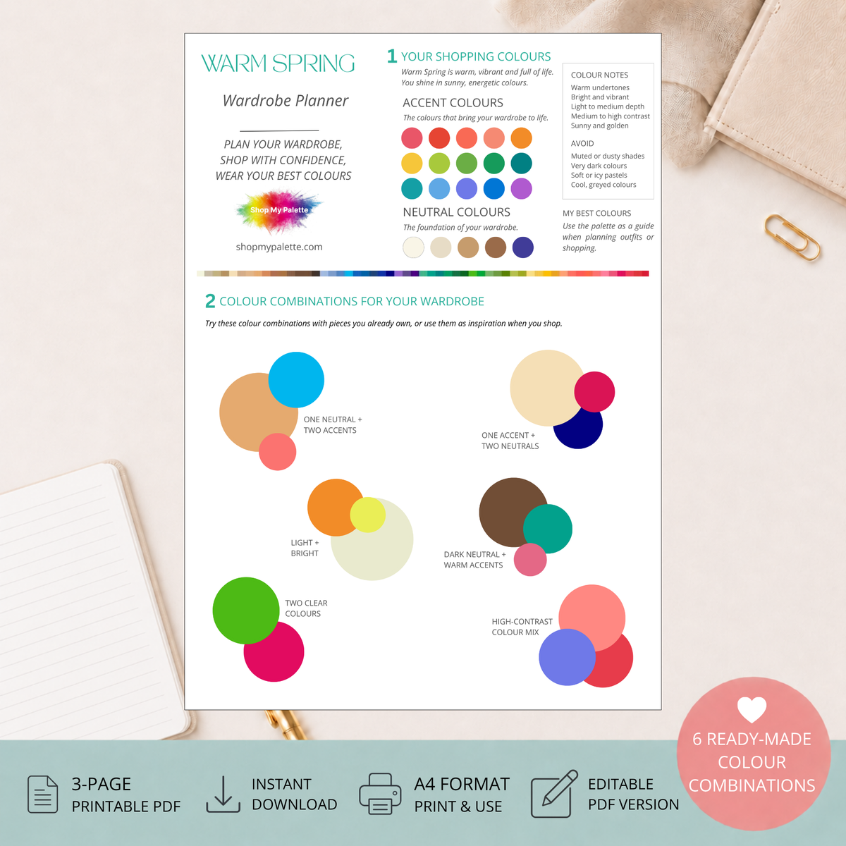 Warm Spring Mini Wardrobe Planner PDF