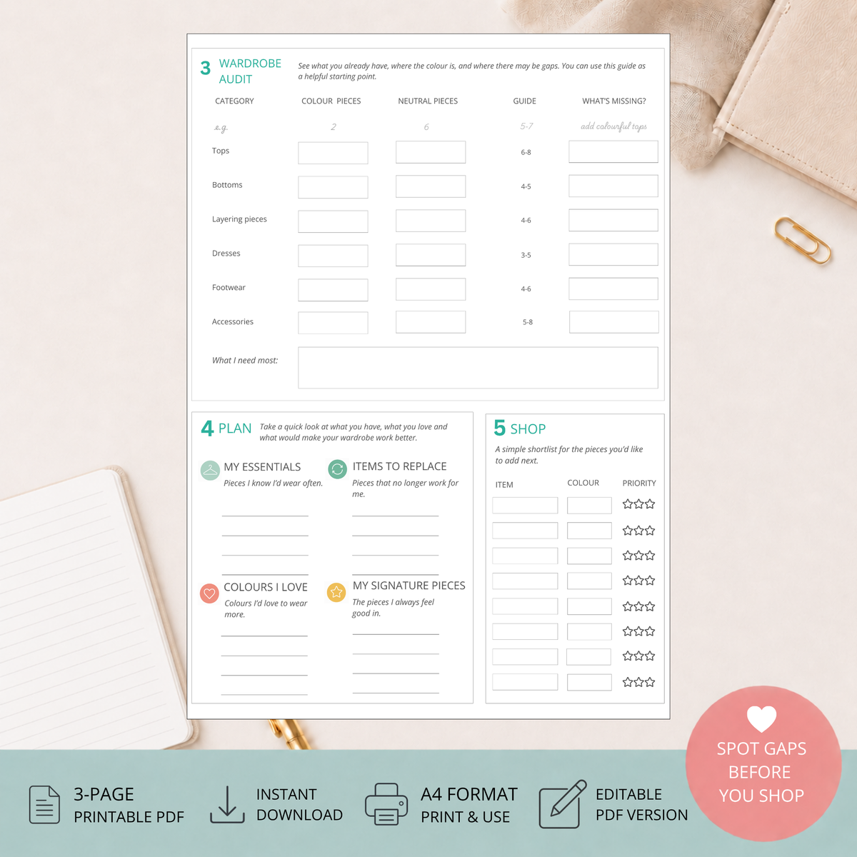 Warm Spring Mini Wardrobe Planner PDF