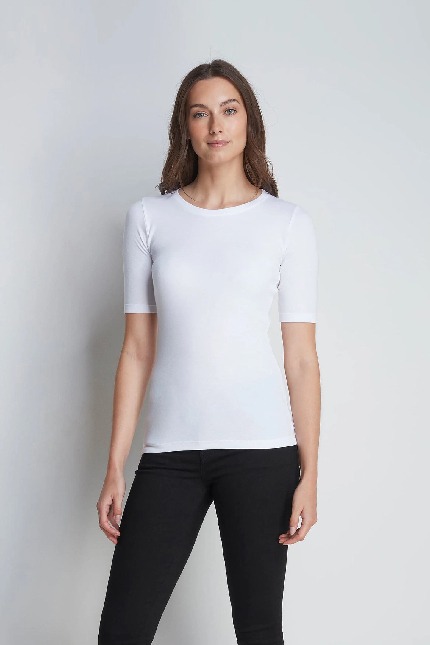 Half Sleeve Crew Neck Cotton Modal Blend T-shirt White