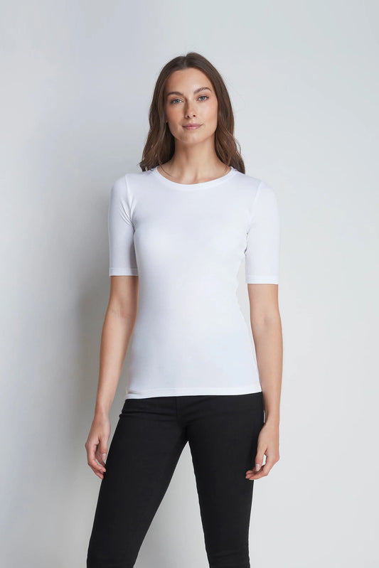 Half Sleeve Crew Neck Cotton Modal Blend T-shirt White